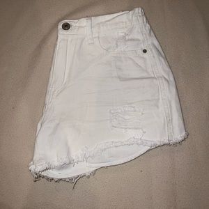 White High-Rise Jean Shorts